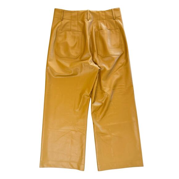 MAEVE By ANTHROPOLOGIE Colette Cropped Wide Leg Faux Leather Pants Brown Size 31 - Picture 14 of 16